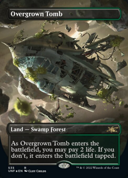 MTG ■土地/英語版■ 《草むした墓/Overgrown Tomb》★ギャラクシーFOIL★ Unfinity UNF_画像1