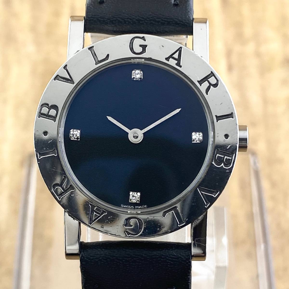 BVLGARI ブルガリ 腕時計 レディース 4Pダイヤ ブルガリブルガリ BB26SL ブラック文字盤 ラウンドフェイス 可動品