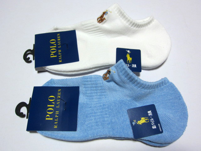POLO ラルフローレン新品 2足セット カラーマーク刺繍ショートソックス 23-25cm白水色 送料無料RALPHLAUREN POLO ラルフローレン新品 2足セット カラーマーク刺繍ショートソックス 23-25cm白水色 送料無料RALPHLAUREN