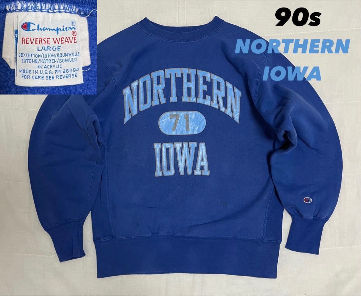 カプセル3段！ USA製 同系色プリント ライトブルー Northern Iowa 90s