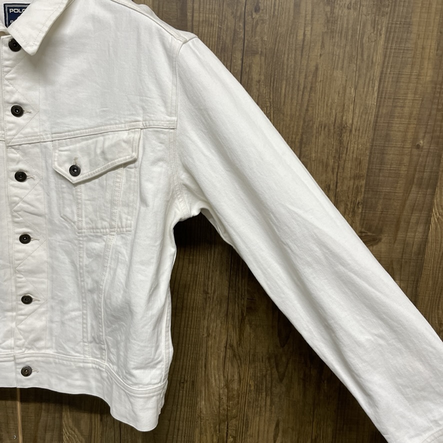 POLO SPORT ポロスポーツ RALPH LAUREN ラルフローレン デニムジャケット Gジャン ブルゾン ホワイト XL メンズ
