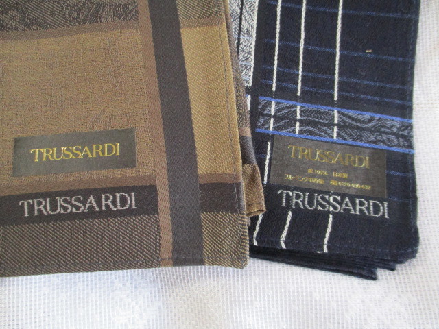 * K1 * Trussardi handkerchie 2 pieces set business handkerchie TRUSSARDI cotton 100% men's 