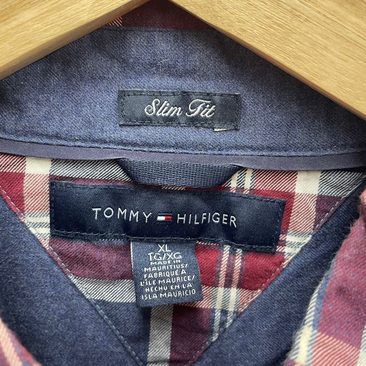 TOMMY HILFIGER トミーヒルフィガー 長袖 チェック シャツ ネイビー XL_画像3