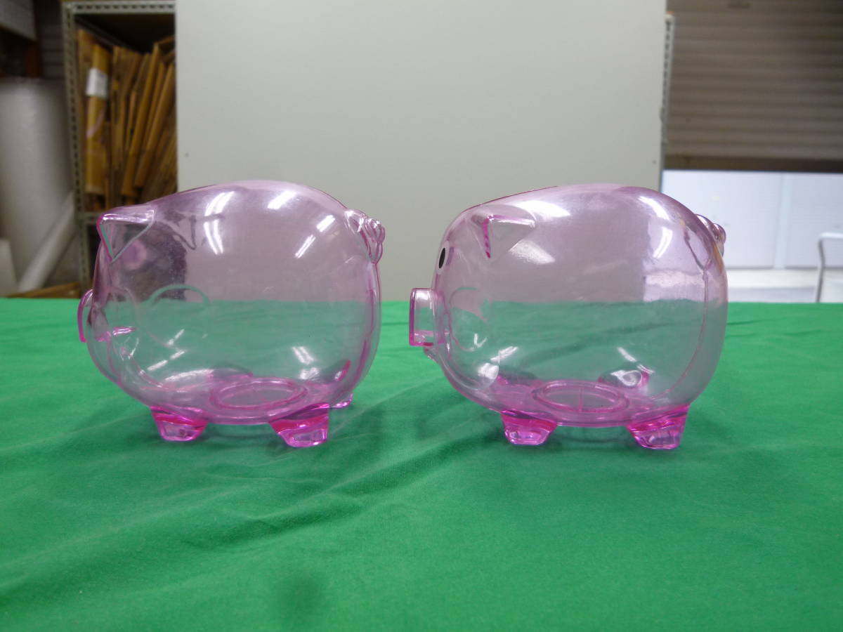 【6666】プラスチック製 ブタ貯金箱 ピンク 2個の画像2