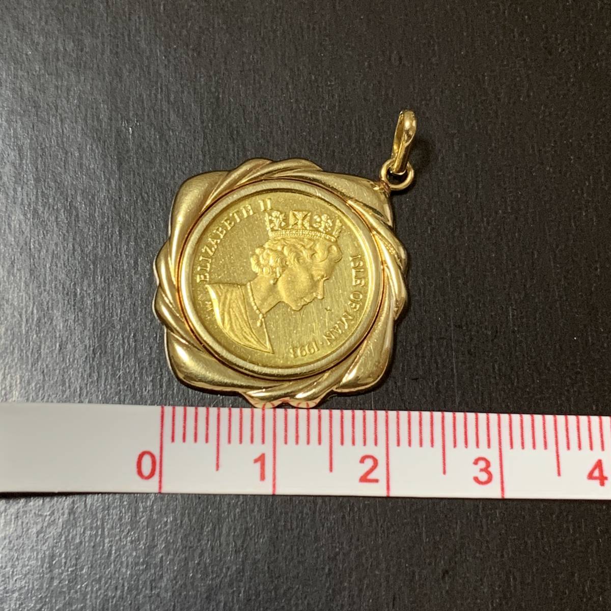 マン島・キャット金貨 1/10oz クラウン K24(純金・24金) K18枠付き