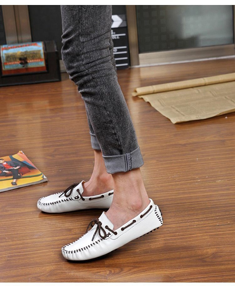 *NEW* men's TL21064-24.0cm/38 business shoes white (3 color ) classical stylish retro UK manner Loafer deck shoes 