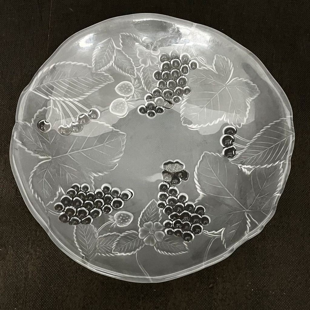 (1122d3) 未使用品 フルーツ皿 大皿 ガラスプレート フルーツプレート Round Glass Plater SNOW FRUIT 曽我ガラス SOGA GLASS 日本製の画像2
