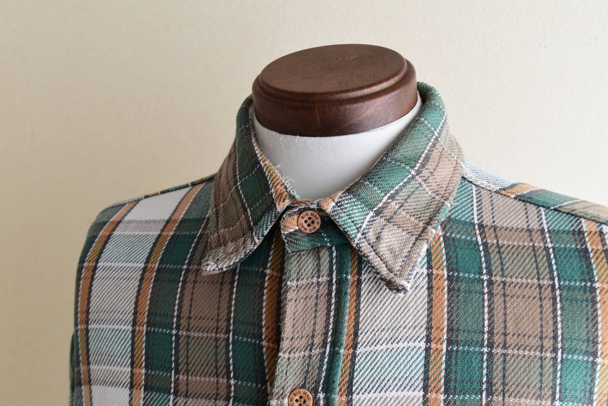 70s BIGMAC ヘビーネルシャツ MADE IN USA 表記XL-TALL 緑系 70s BIGMAC ヘビーネルシャツ MADE IN USA 表記XL-TALL 緑系