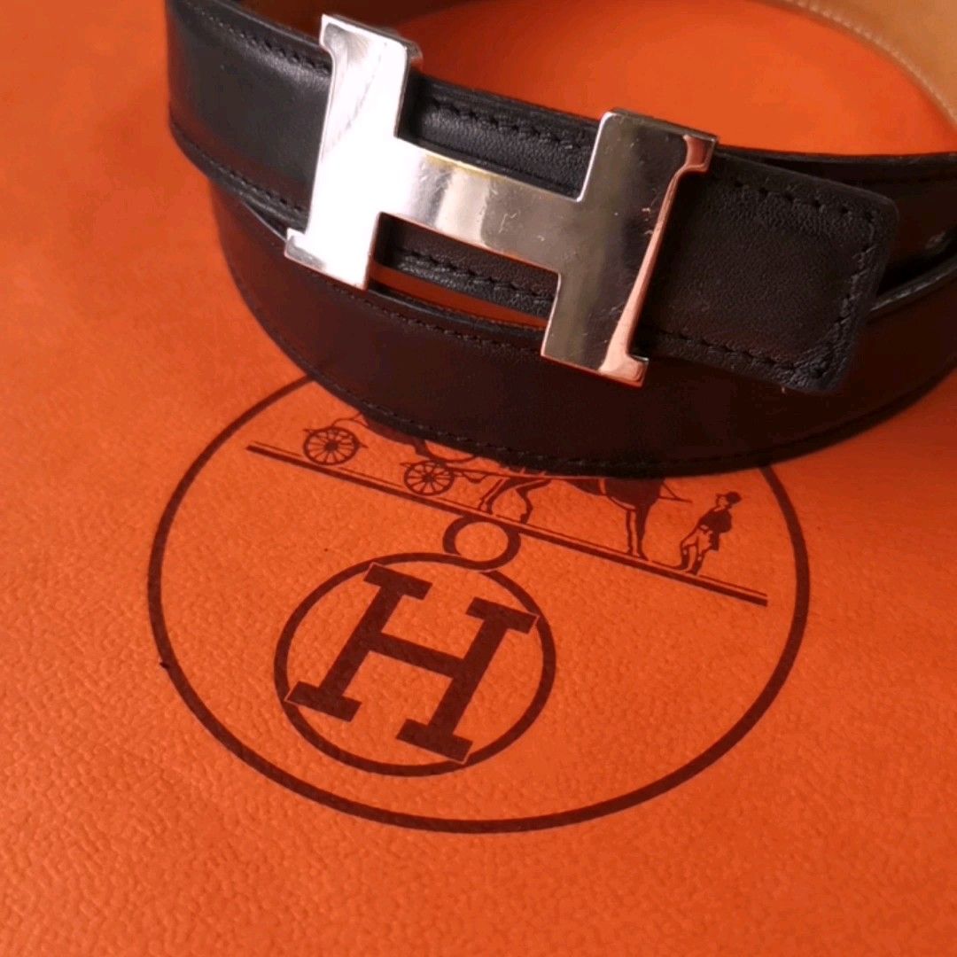 高級 HERMES エルメス ○F刻印 ゴールド Hバックル リバーシブル コン