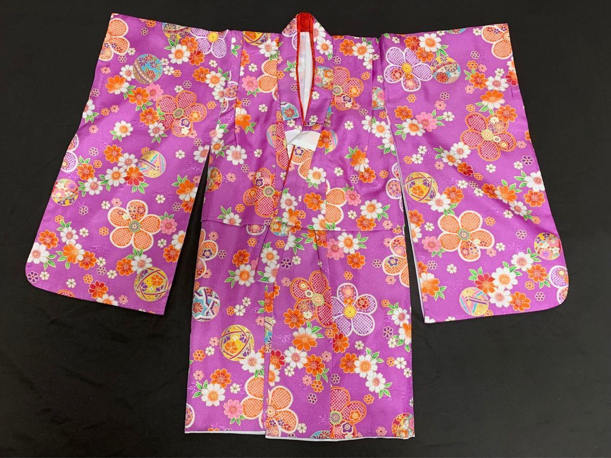 桃の節句 お参り 女の子 3歳 着物 フルセット (着物 被布 巾着 草履