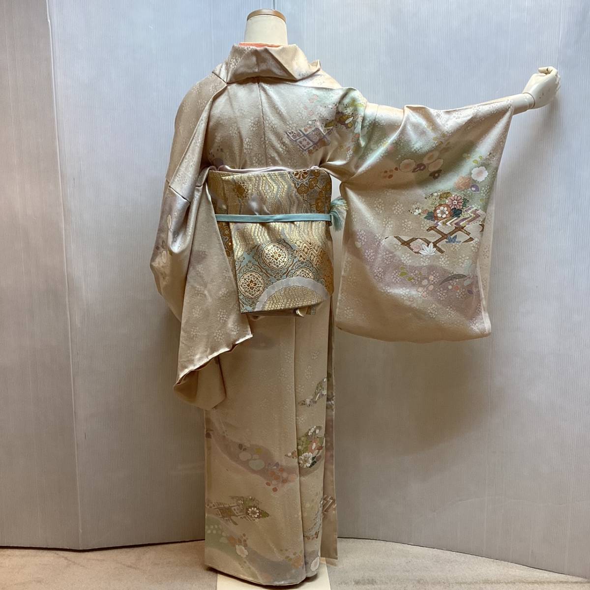 訪問着 正絹 ho229 京友禅 手描四季花文様柄 生地 新品 送料込み Yahoo
