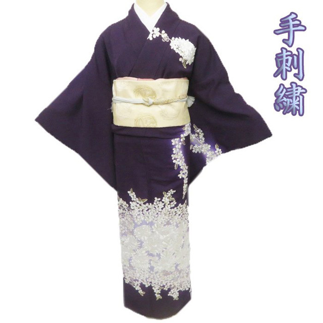 当季大流行 Club藤 カラー胴裏 絹100% 着物裏地 一枚物 新品紫色 douK
