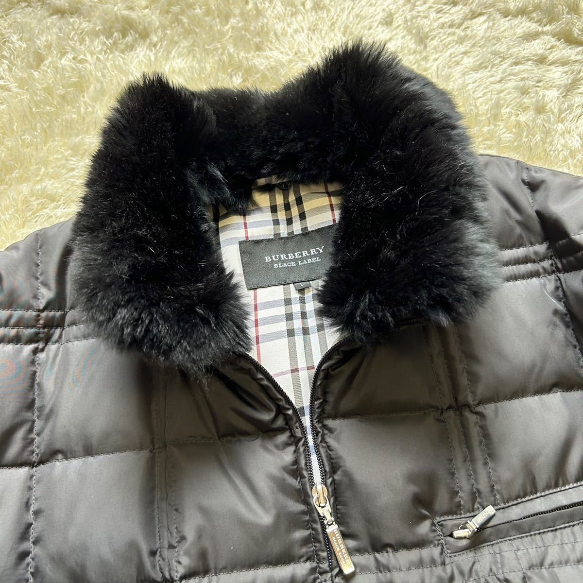 経典 【極美品】BURBERRY BLACKLABELリアルファー高級ダウンジャケット