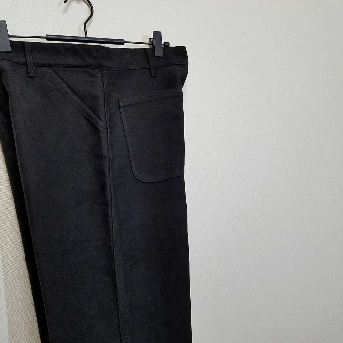 《微起毛 / ブラックモールスキン》良品 1999年 France製 A.P.C. 黒モールスキン パンツ メンズＭ カバーオールジャケット フレンチワーク