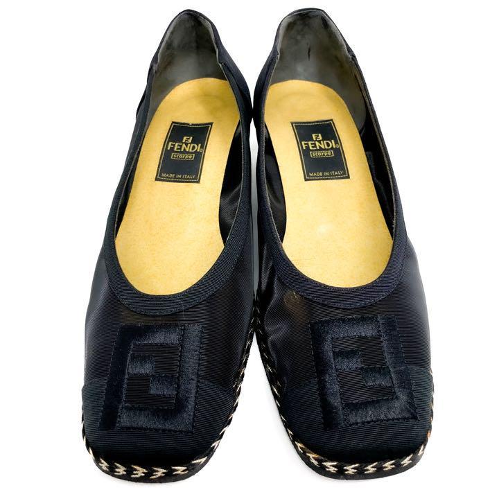 保存箱付】FENDI フェンディ ズッカ柄 メッシュパンプス ウェッジソール-