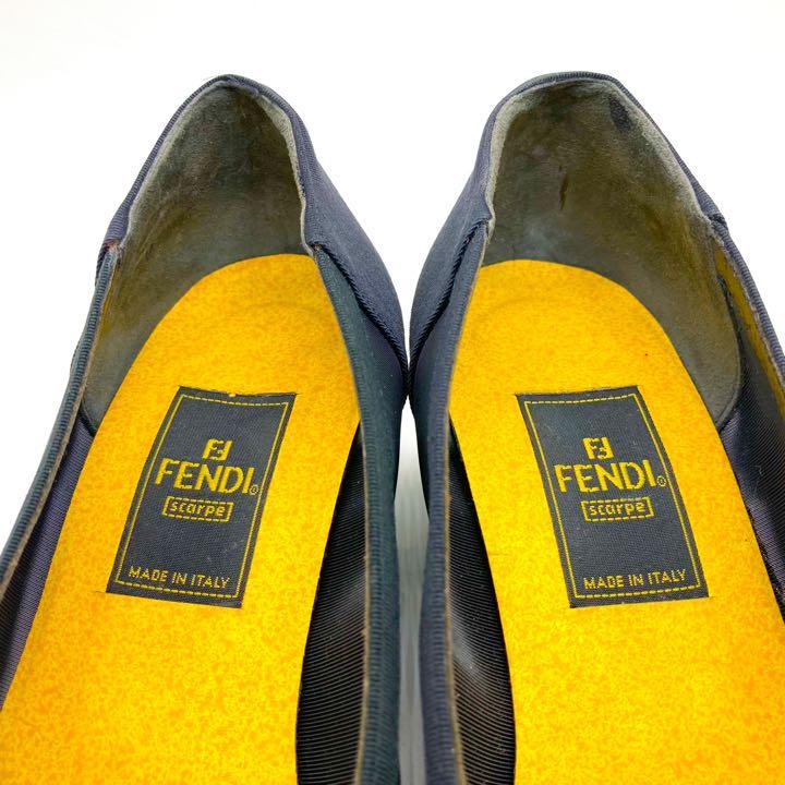 靴【保存箱付】FENDI フェンディ ズッカ柄 メッシュパンプス ウェッジ