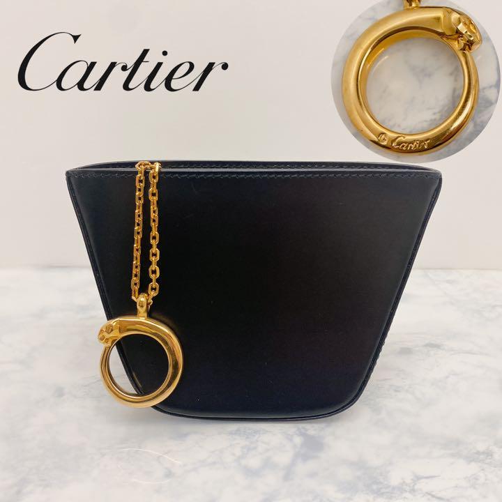 未使用保管 Cartier カルティエ パンテール パンサー ミニポーチ レザー_画像1