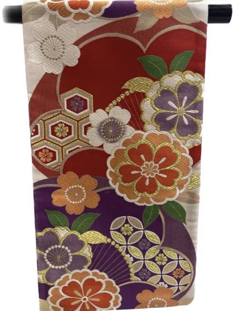 袋帯 西陣 高島織物謹製 正絹 シルバー地 なごみ 小梅 成人式-