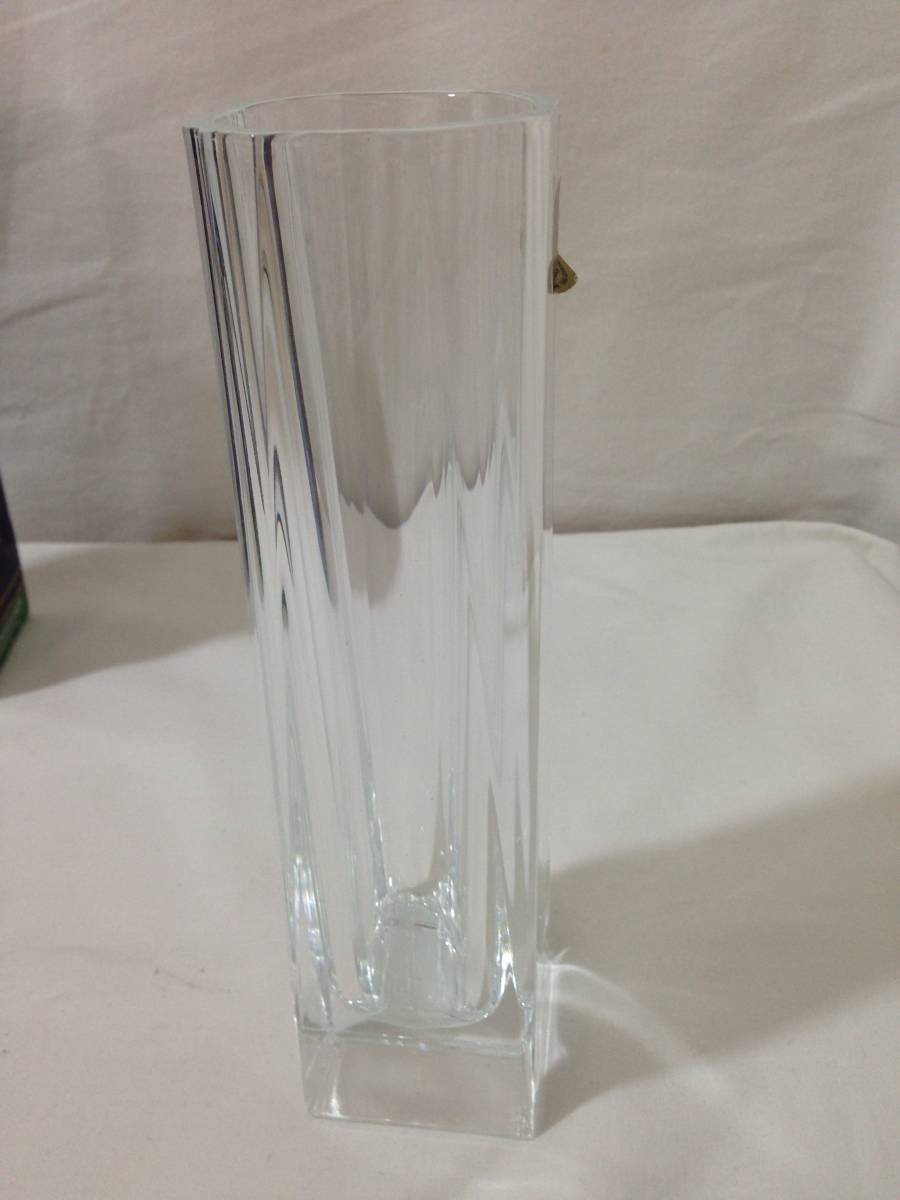 * 1 иен ~ бесплатная доставка Genuine Lead Crystal crystal ваза один колесо .. цветок основа высота 20cm Франция производства интерьер с коробкой [ б/у товар ]