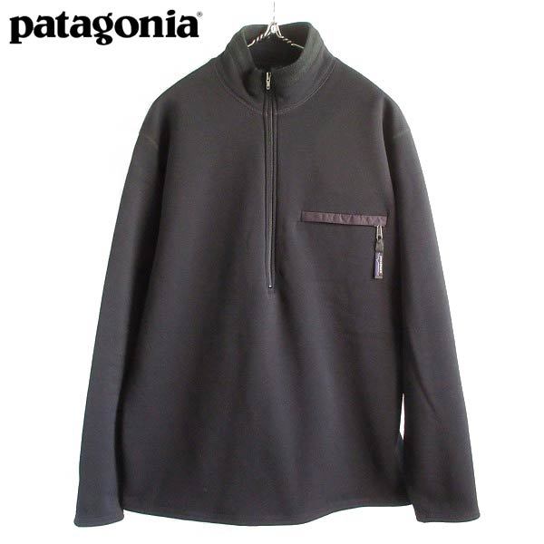 USA製 patagonia パタゴニア ハーフジップ 裏フリース プルオーバー 黒 L ストレッチ ジャケット アウトドア 防寒 D143-18-0065ZTW