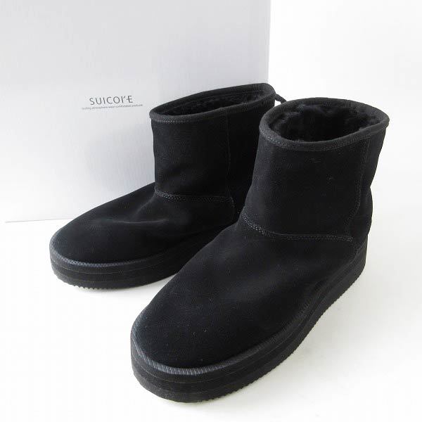 【送料無料】美品 SUICOKE スイコック ムートン ブーツ 黒 レディース23.5cm ブラック 定価31900円 ドゥーズィエムクラス PV-34-9250_画像1