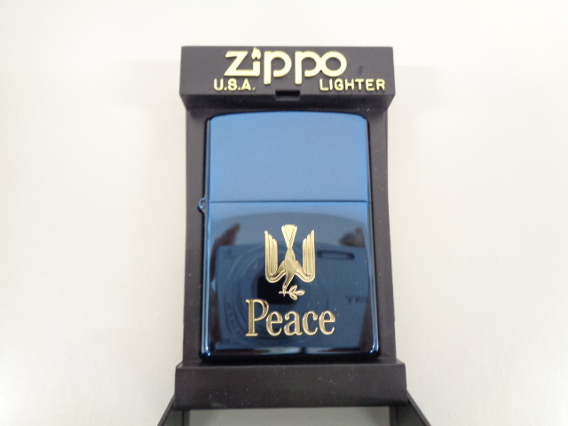 新品 未使用品 希少 1999年製 ZIPPO ジッポ Peace ピース ブルー