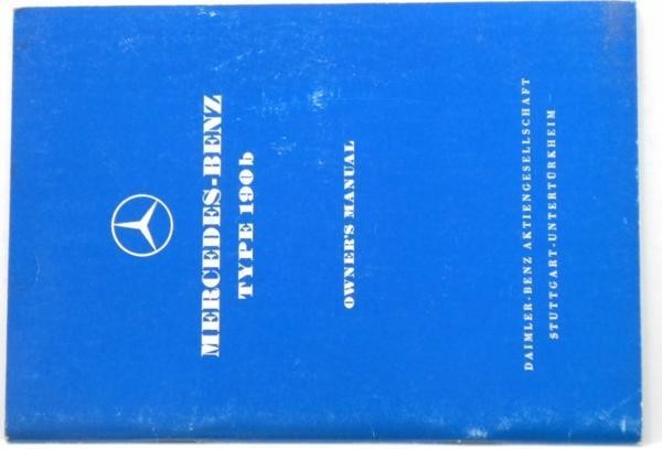 Mercedes Benz 190b Owner's Manual 英語復刻版 '1960