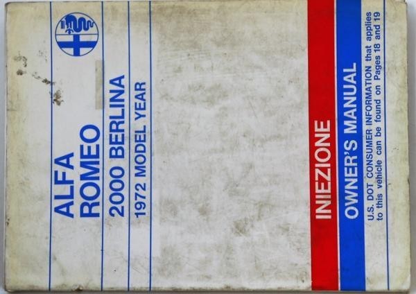 ALFA ROMEO 2000 BERLINA OWNERS MANUAL 英語版 1972