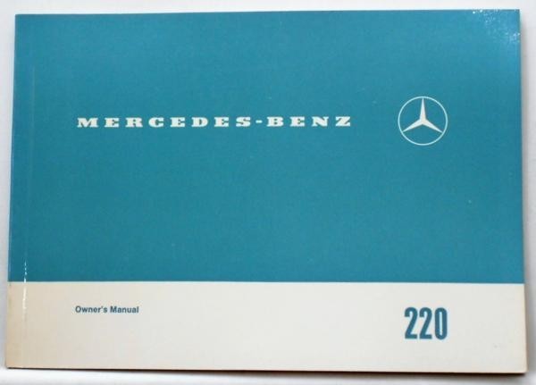 Mercedes Benz 220/8 Owner's Manual 英語版 1968_画像1
