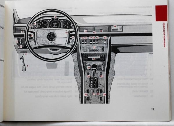 Mercedes Benz 260E/300E W124 Owner's Manual 英語版 1987_画像3