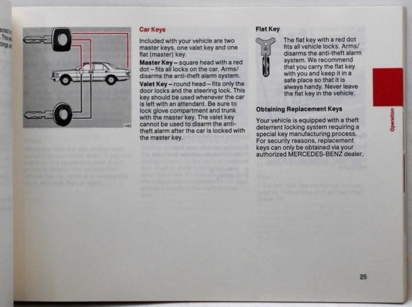 Mercedes Benz 300SDL TURBO 126D Owner's Manual  английский язык  издание  1987