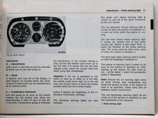 Audi 100 '1972 オーナーズマニュアル　英語版_画像3