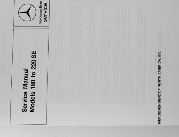 M/BENZ Models 180 to 220SE Service Manual_画像1