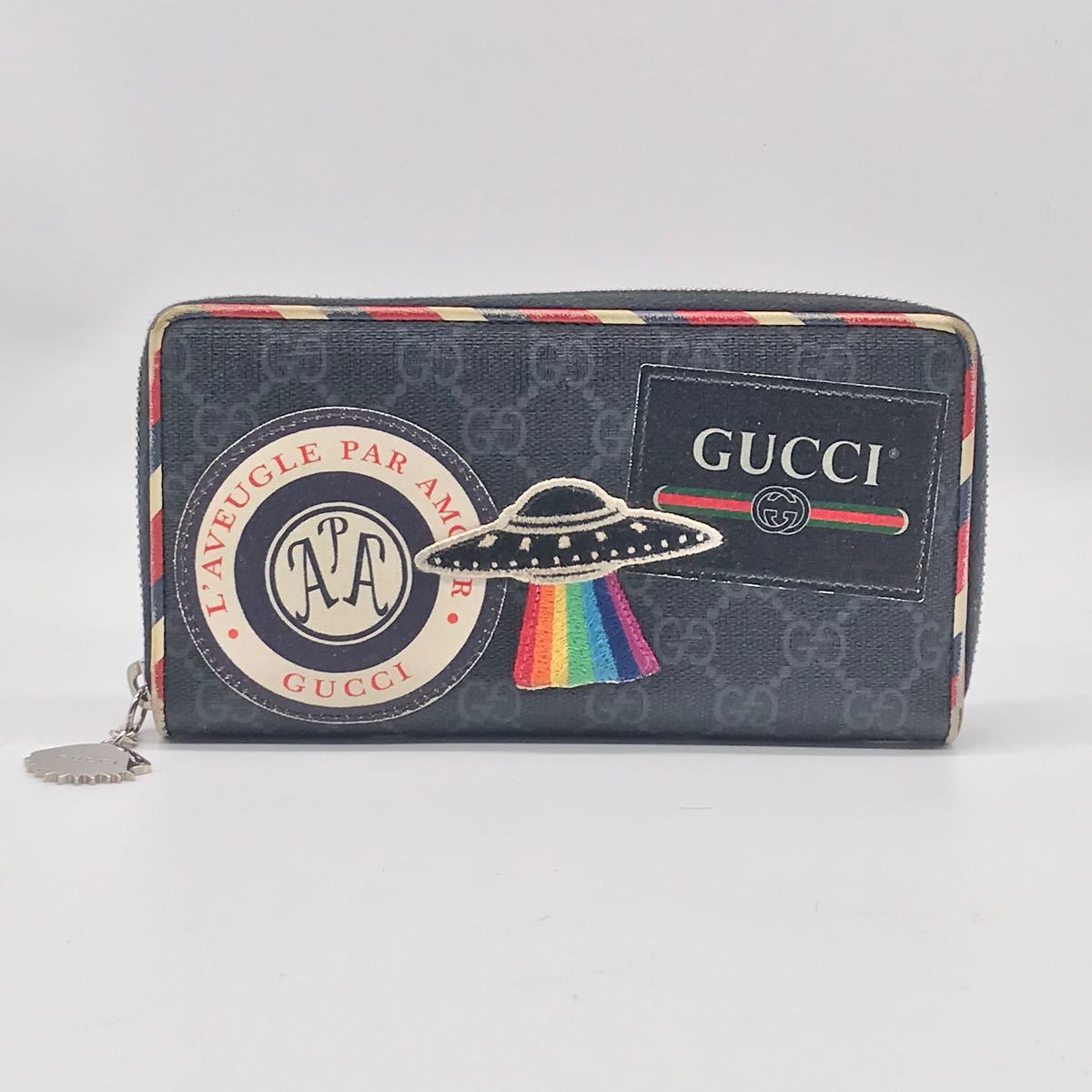 GUCCI グッチ GGスプリーム ナイトクーリエ ラウンドファスナー 長財布