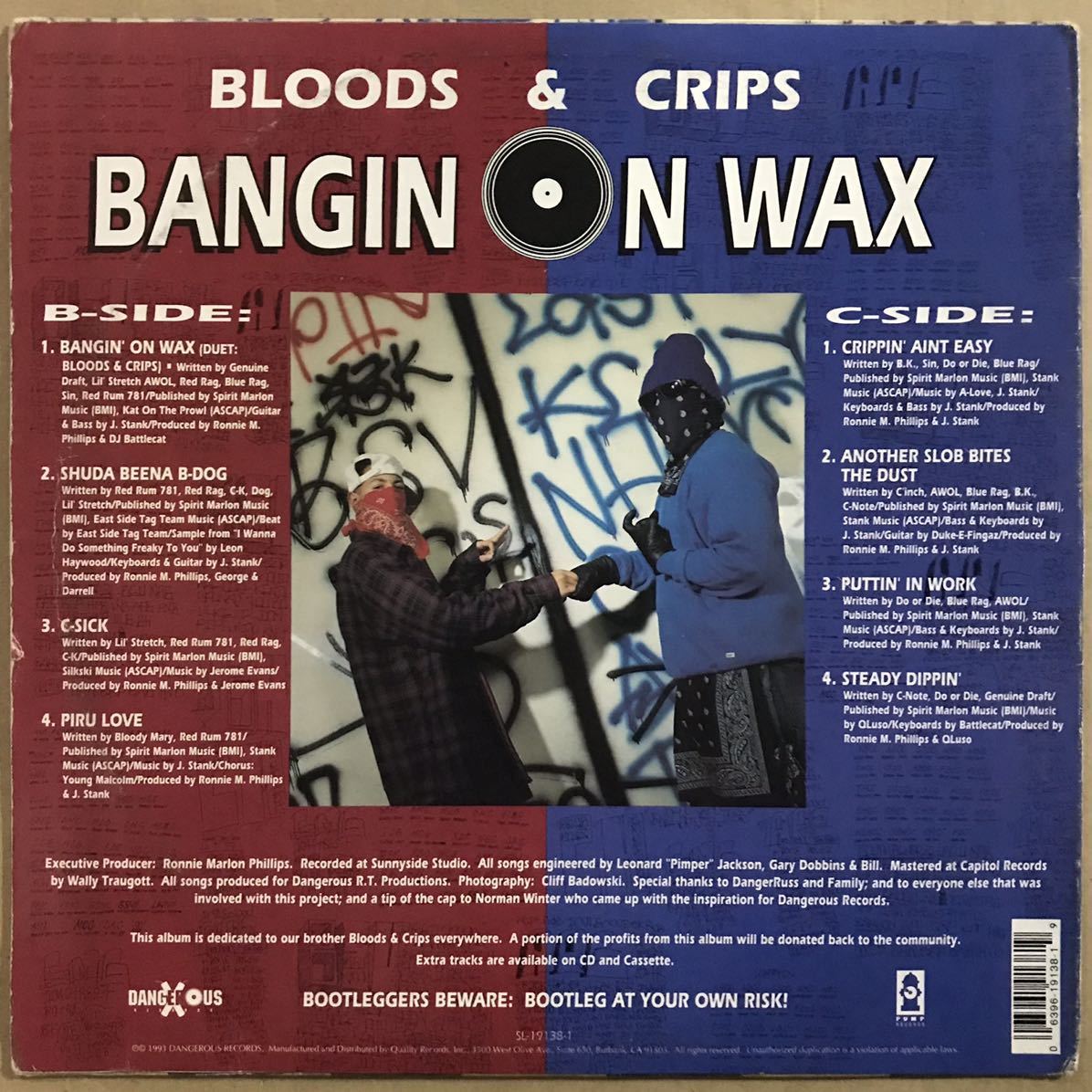 貴重 G-RAP USオリジナル盤 BLOODS & CRIPS BANGIN ON WAX LP dr Dre nwa snoop dogg 2pac dj Quik Mack 10 Compton’s most wantedの画像2