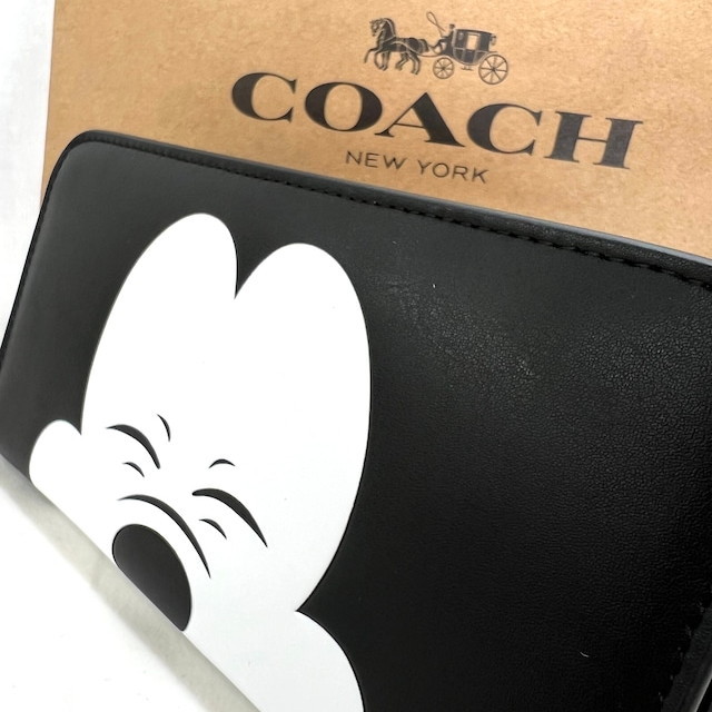送料無料新品未使用 COACH コーチ 長財布 ミッキーマウスコラボ 笑顔 ジッピーウォレット_画像4
