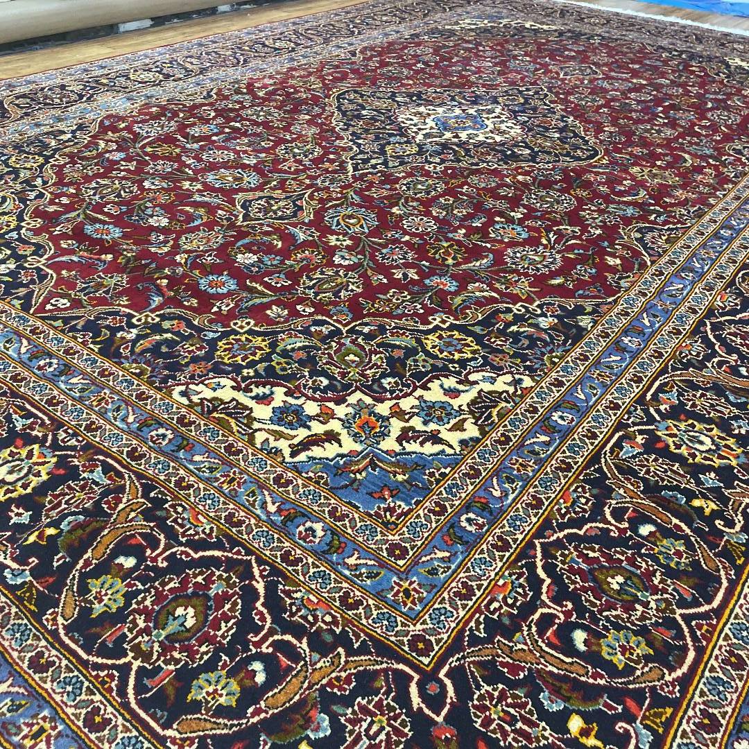 手織りペルシャ絨毯 中古 美品 カシャーン産 × 368cm 254cm カーペット 