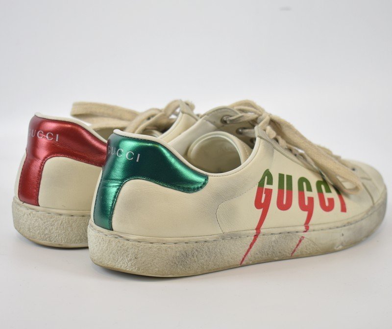 GUCCI/グッチ　20SS　ヴィンテージ加工レザーローカットスニーカー　576137　サイズ：7　カラー：ホワイト_画像2