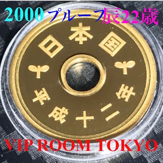 #5円プルーフ黄銅貨 平成12 年2000年 未完 #プルーフ ミントセット開封品 proof mint coin 5 円 硬貨 保護カプセル入り 予備のカプセル付き_画像1