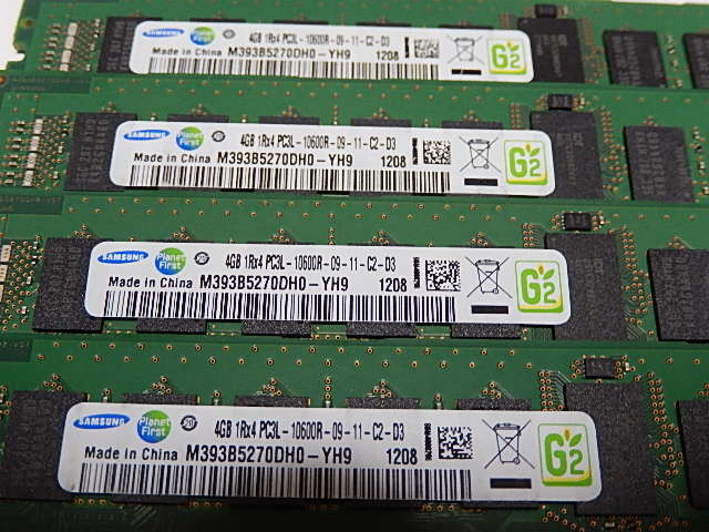 メモリ サーバーパソコン用 低電圧 1.35V Samsung PC3L-10600R(DDR3L-1333R) ECC Registered 4GBx4枚合計16GB 起動確認済みです①の画像2