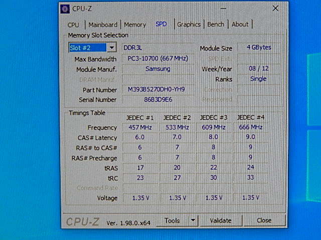 メモリ サーバーパソコン用 低電圧 1.35V Samsung PC3L-10600R(DDR3L-1333R) ECC Registered 4GBx4枚合計16GB 起動確認済みです①の画像6