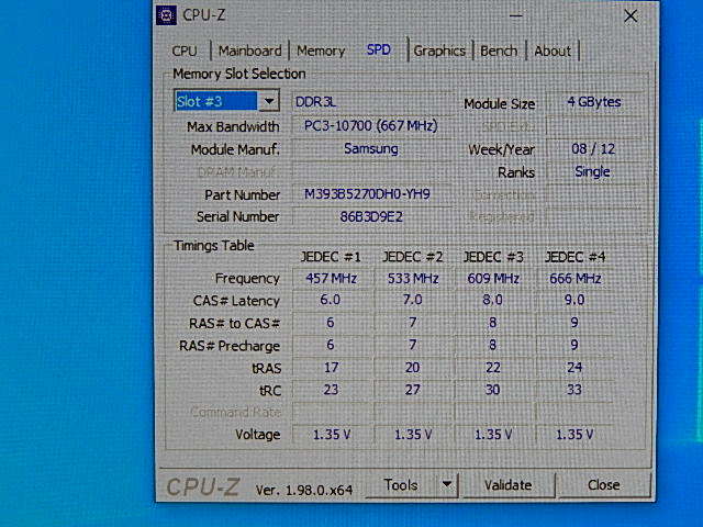 メモリ サーバーパソコン用 低電圧 1.35V Samsung PC3L-10600R(DDR3L-1333R) ECC Registered 4GBx4枚合計16GB 起動確認済みです①の画像7
