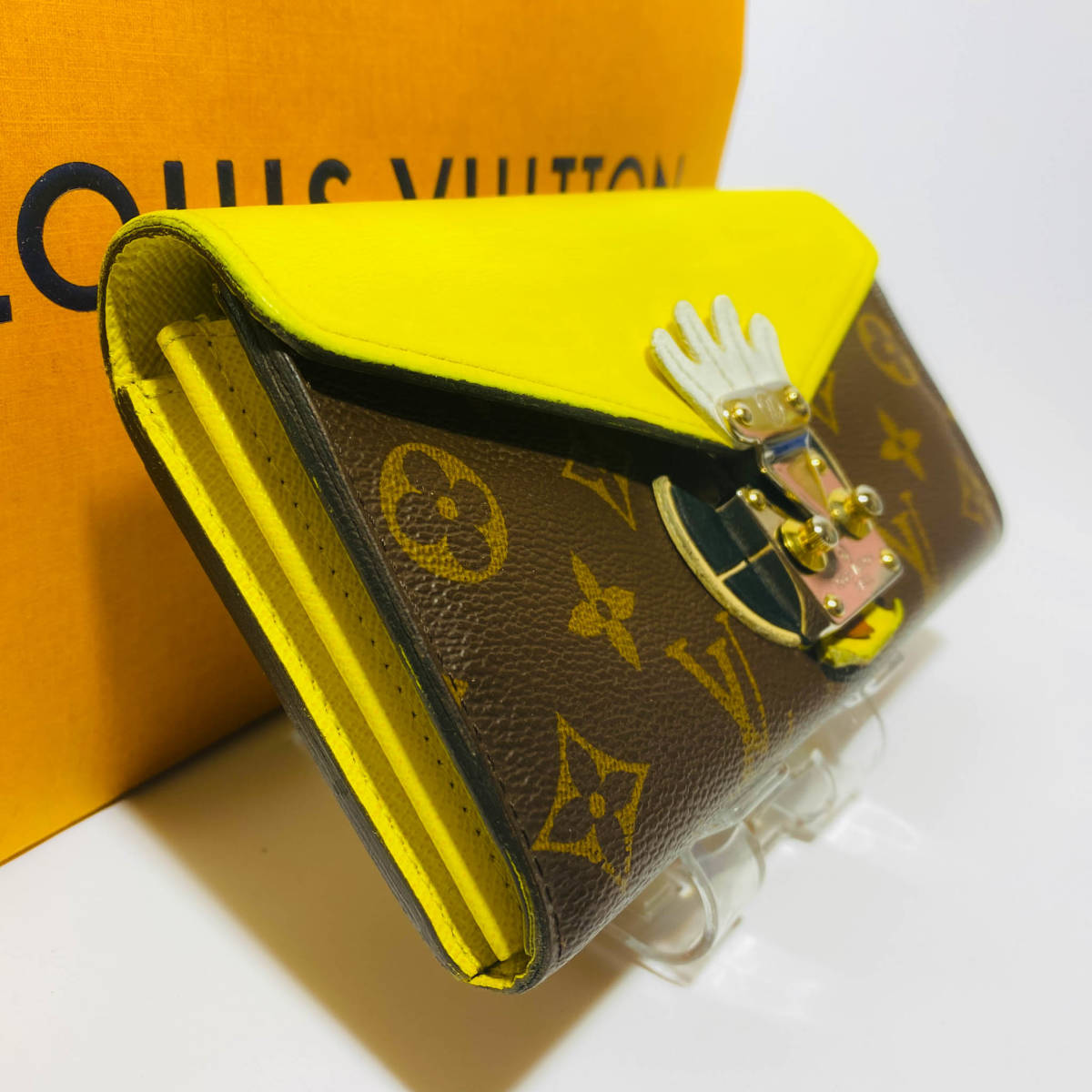 ★1円スタート★美品★Louis Vuitton ルイヴィトン モノグラム ポルトフォイユサラ トライバルマスク M60790 長財布 ジョーヌ_画像1