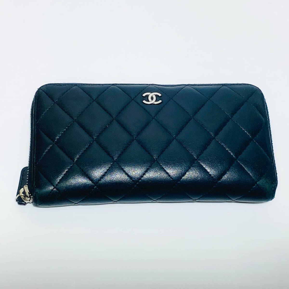 ★1円スタート★美品★シール・カードあり★CHANEL シャネル マトラッセ ココマーク ラウンドファスナー 長財布 シルバー ブラック_画像2