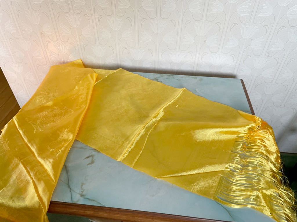 【新品】ネパールスカーフ サティ ゴールド H160,W30cm 黄金色 慶弔 民族衣装 エスニック 多国籍 インドラッキーアイテムパワースポット_画像2