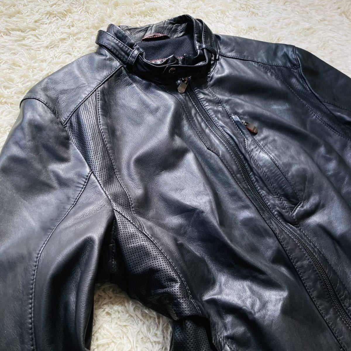 美品】HUGO BOSS ヒューゴボス 羊革 ライダースジャケット asojuegos.co