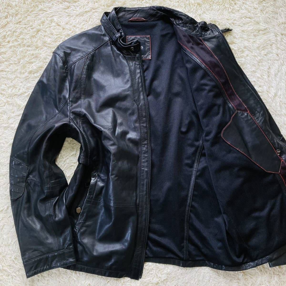 美品】HUGO BOSS ヒューゴボス 羊革 ライダースジャケット asojuegos.co