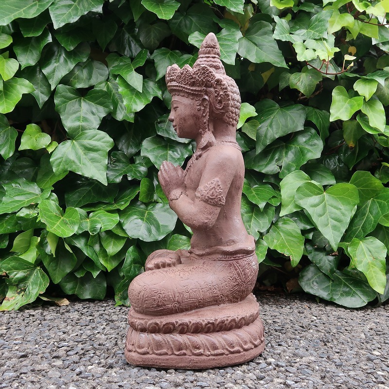 デウィ タラ 石像 合掌 45cm コンクリート アンティーク調 石彫り彫刻 置物 庭 ストーンオブジェ YSA-250667_画像5