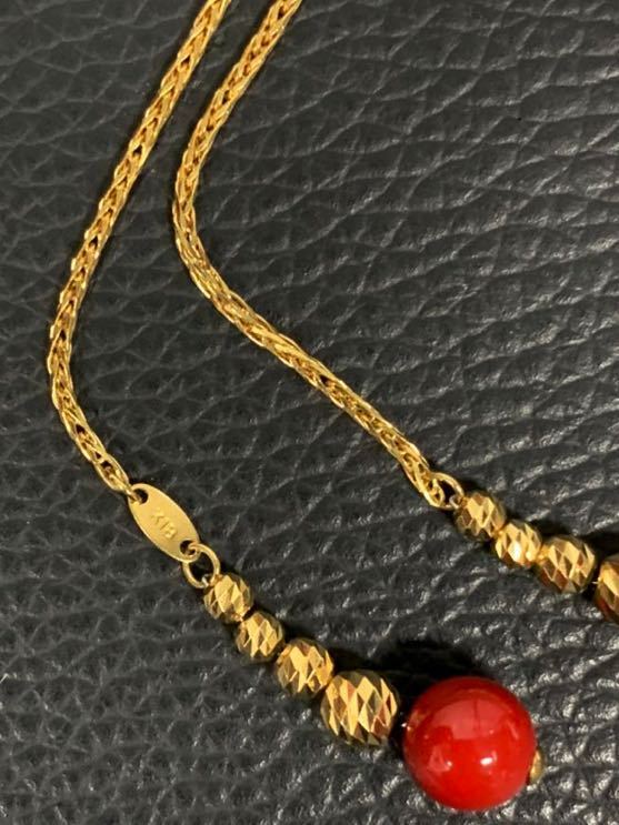 赤珊瑚 珊瑚 サンゴ 18金 ネックレス 中古品 K18 アクセサリー