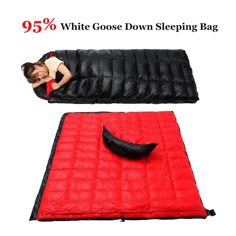 爆売れ キャンプ アウトドア ハイキング 旅行 寝泊り 寝袋 シェラフ バックパッキング グースダウン 95% 冬用 超軽量